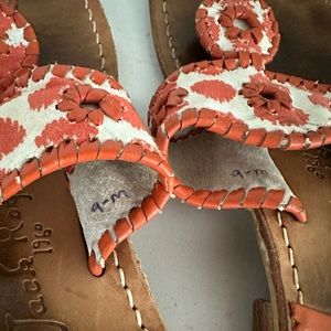 Jack Rogers Original Jacks Flat Orange White Leather Sandals